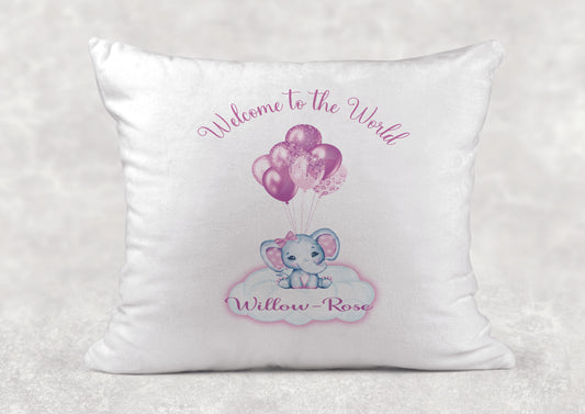 Personalised Pink Welcome To The World Cushion