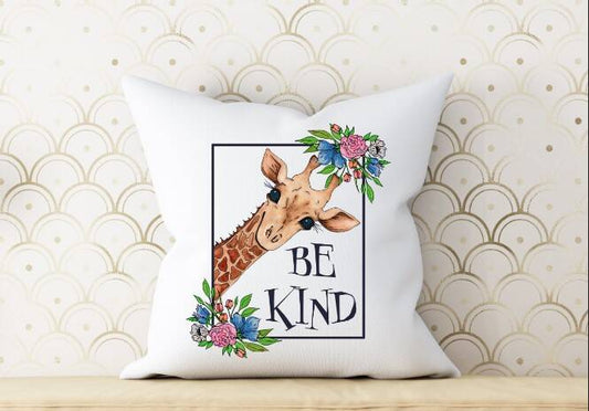 Giraffe 'Be Kind' 40cmx40cm Cushion
