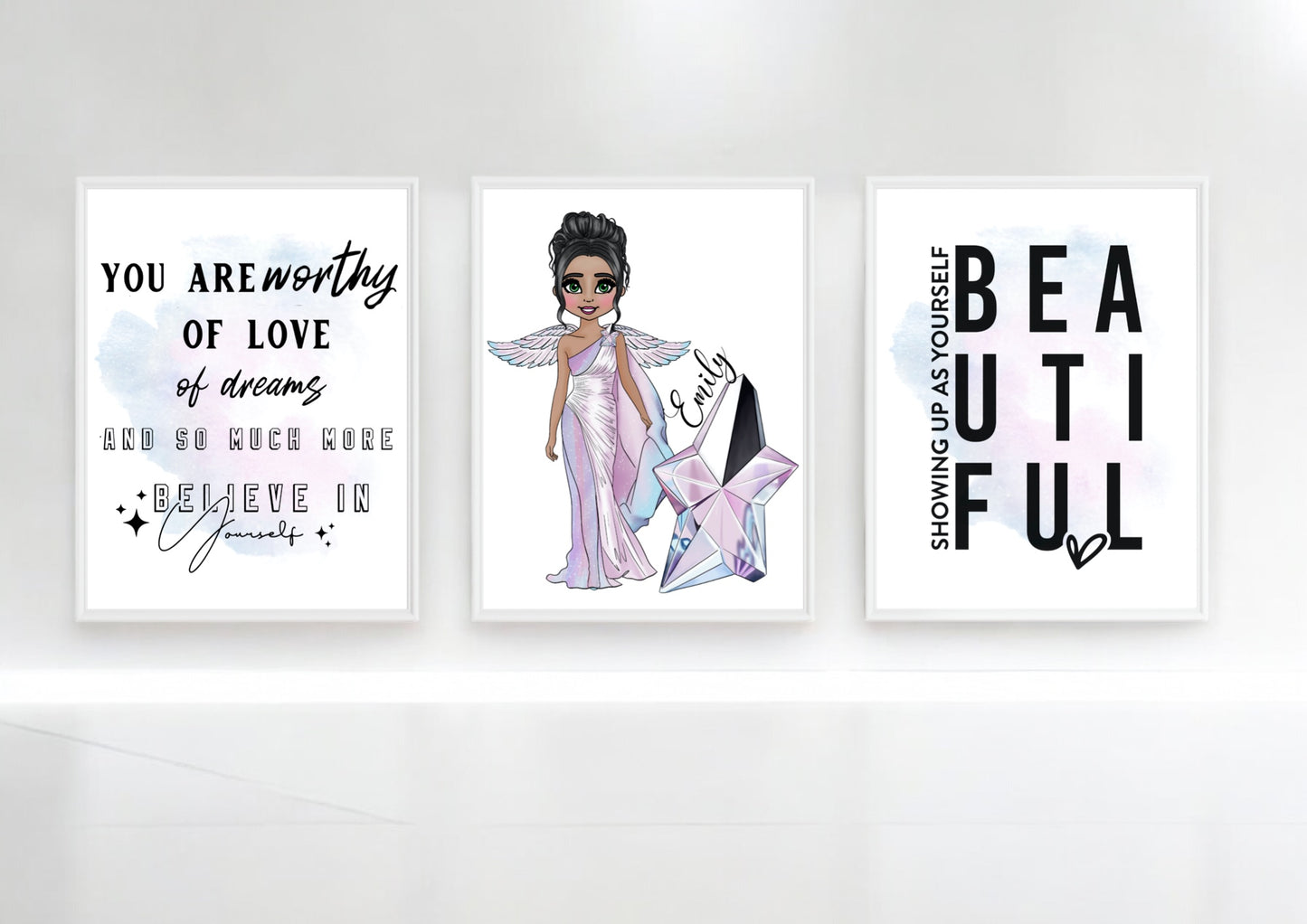 Customisable Perfume Themed Character Set Of Three Affirmation Prints