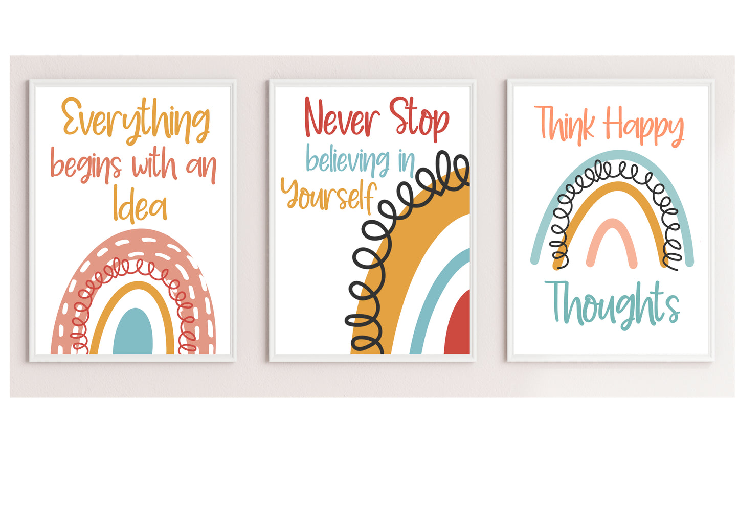 Boohoo Rainbow Themed Motivational Set Of three Prints