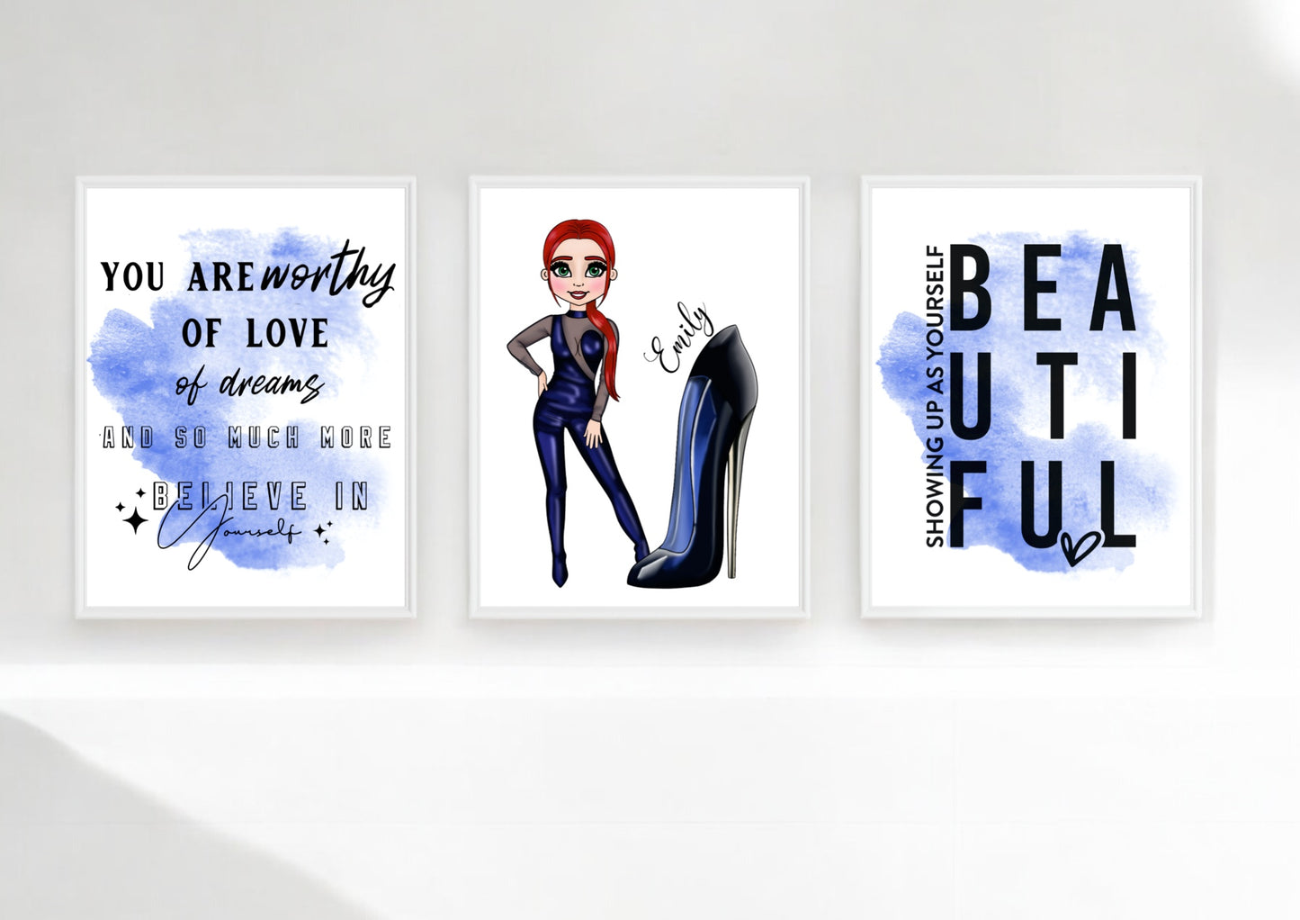 Customisable Perfume Themed Character Set Of Three Affirmation Prints