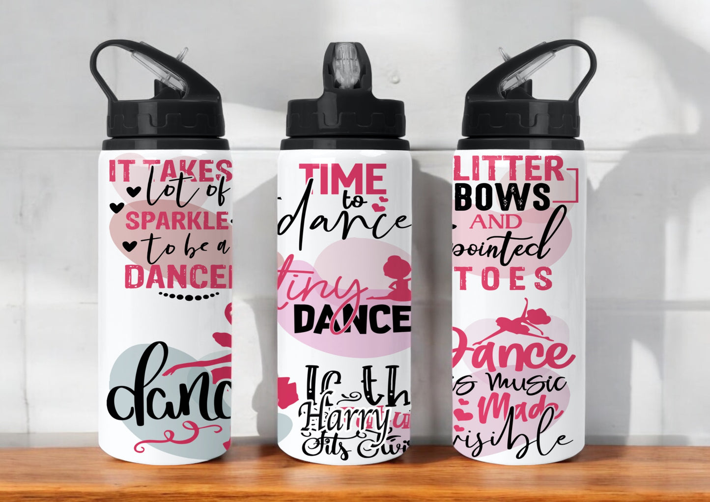 Dance Themed 650ml Stainless Steel Flip Top Straw Water bottle