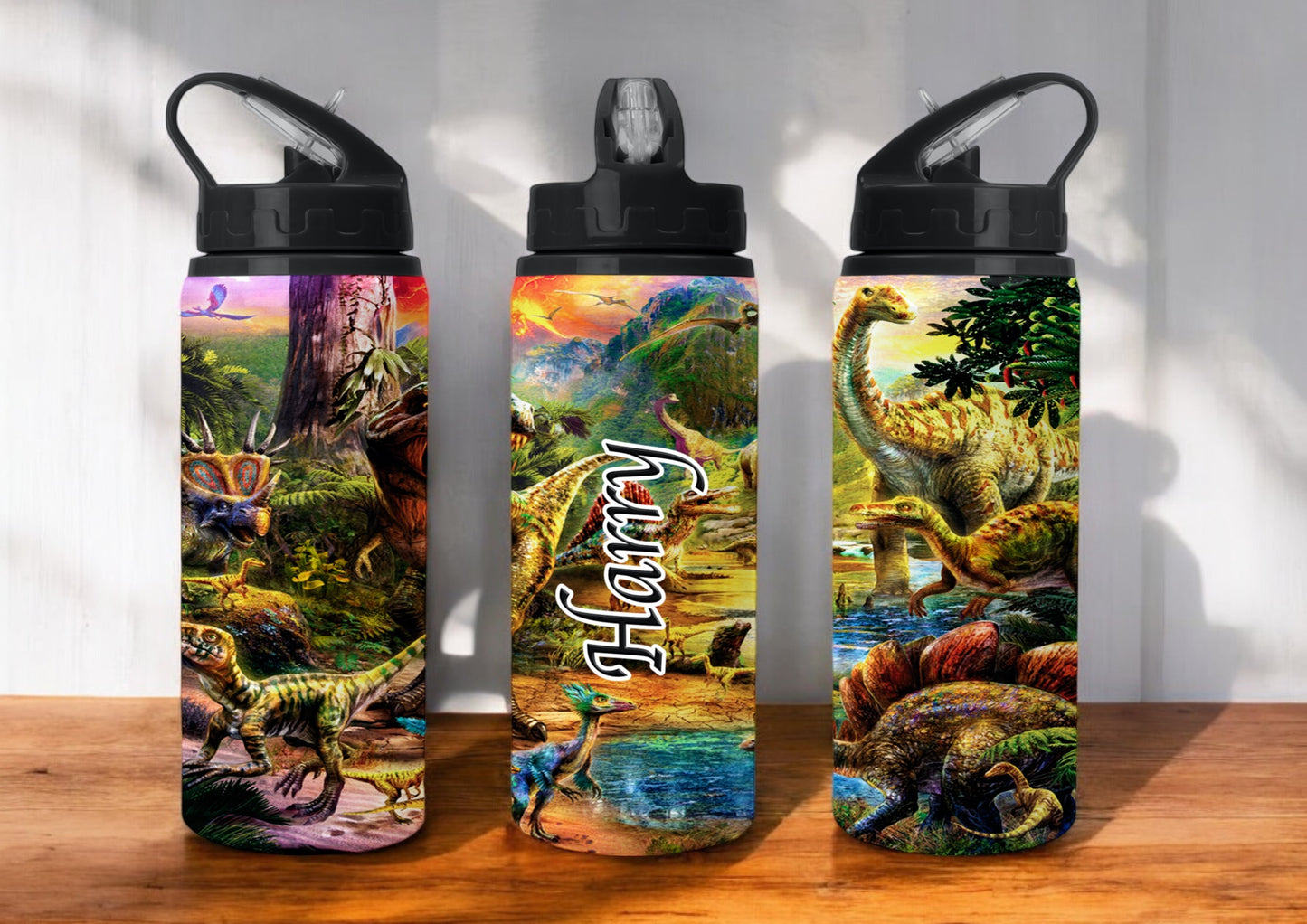 Dinosaur Scene 650ml Stainless steel Flip straw Water Bottle