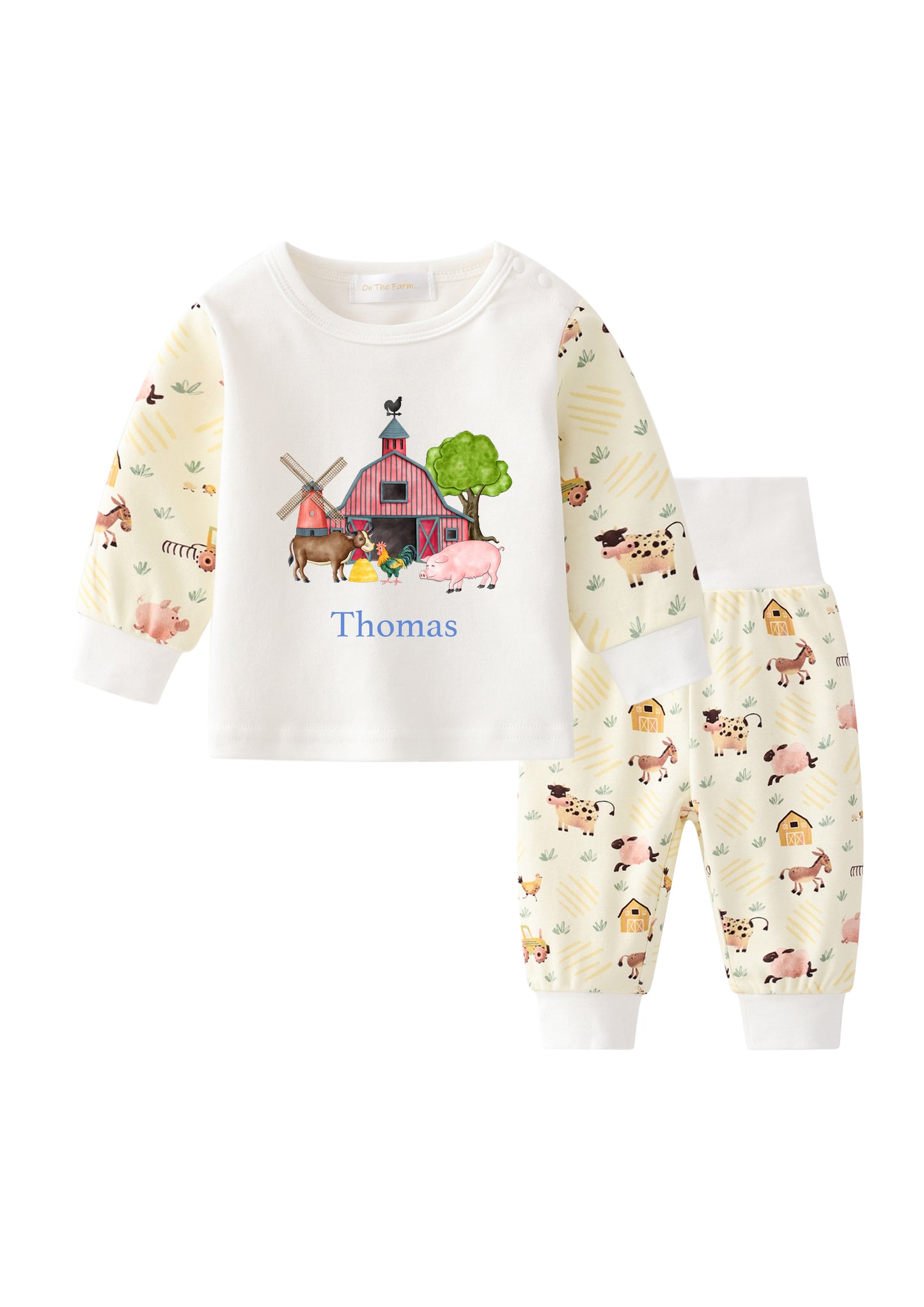 Personalised Farm Print Lounge wear Featuring Barn Design