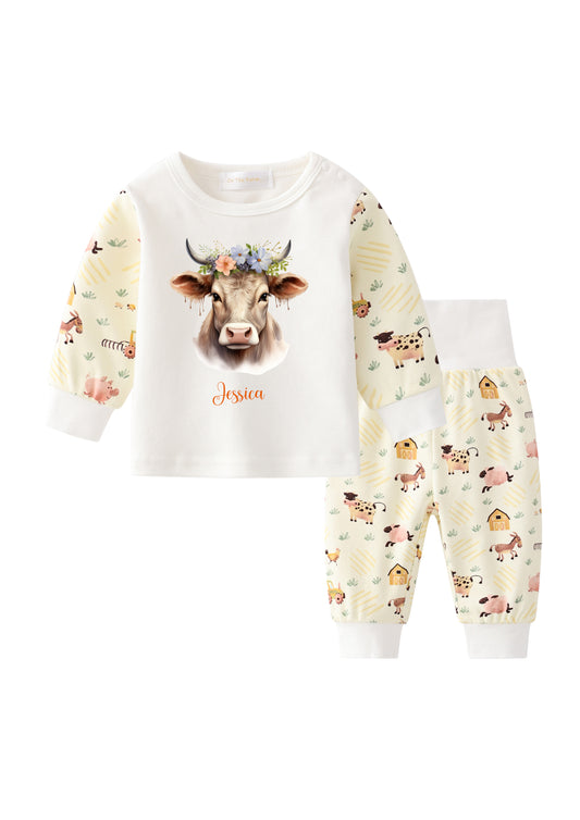 Personalised  Farm Animal Themed Loungewear With Highland Cow Design