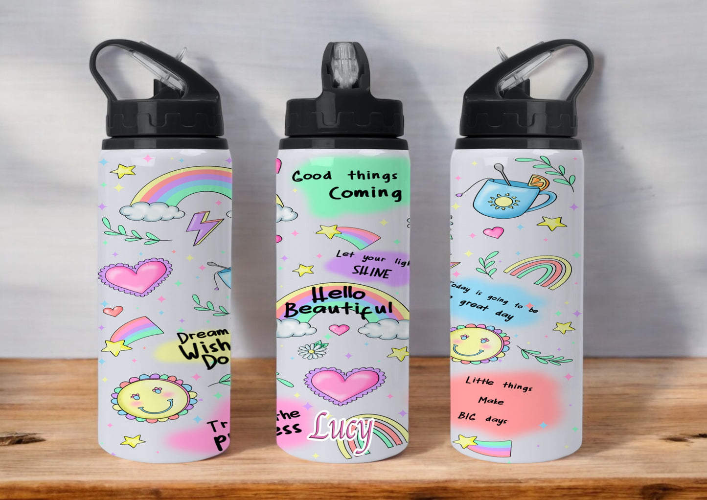 Positive Affirmations 650ml Flip Top Stainless Steel Water bottle