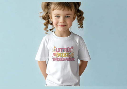 Little Miss threenager Birthday T-shirt