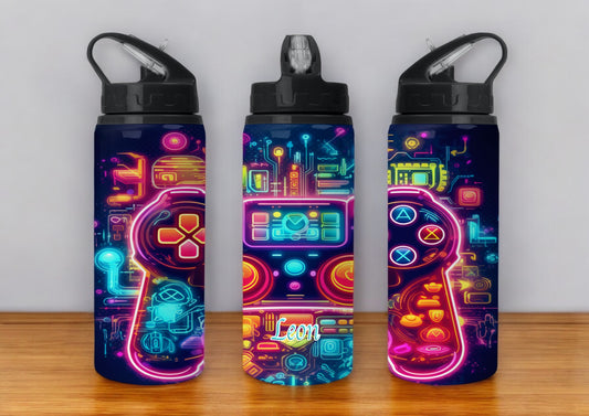 Neon Gaming Controller 650ml Stainless Steel Water Bottle