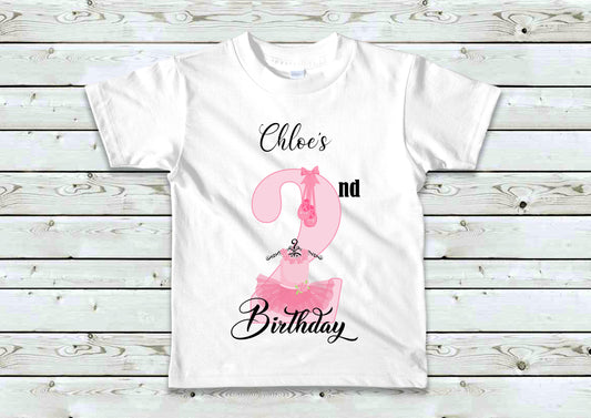 Personalised Ballerina Themed Number Birthday T-shirt