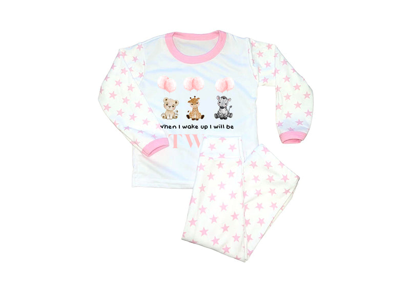 Personalised Pink Safari Themed When I Wake up Birthday Pajamas