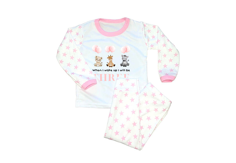 Personalised Pink Safari Themed When I Wake up Birthday Pajamas