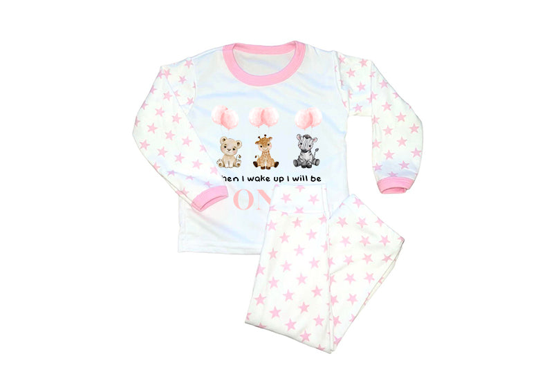 Personalised Pink Safari Themed When I Wake up Birthday Pajamas