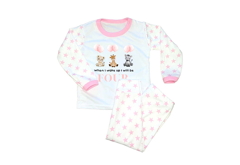 Personalised Pink Safari Themed When I Wake up Birthday Pajamas