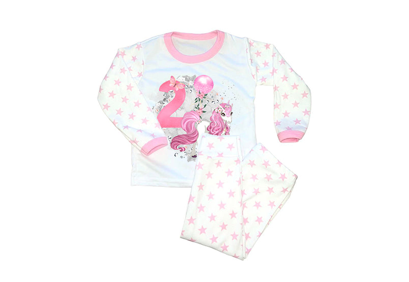 Personalised Sparkly 'Pink' Unicorn Themed Birthday Number Pajamas