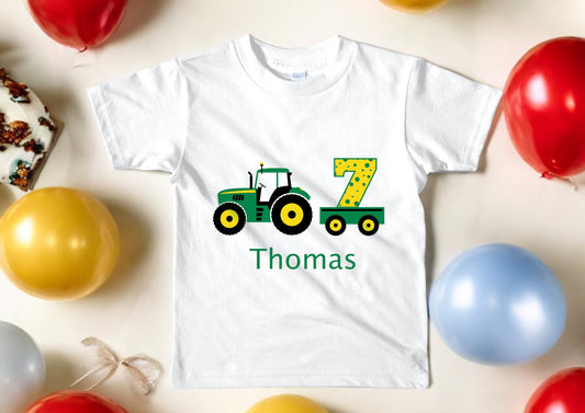 Tractor Themed Birthday Age T-shirt