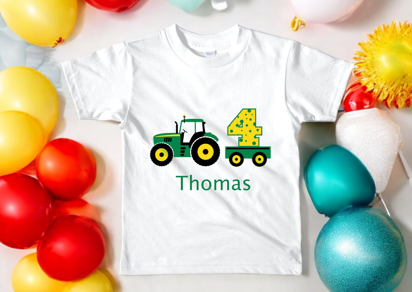 Tractor Themed Birthday Age T-shirt