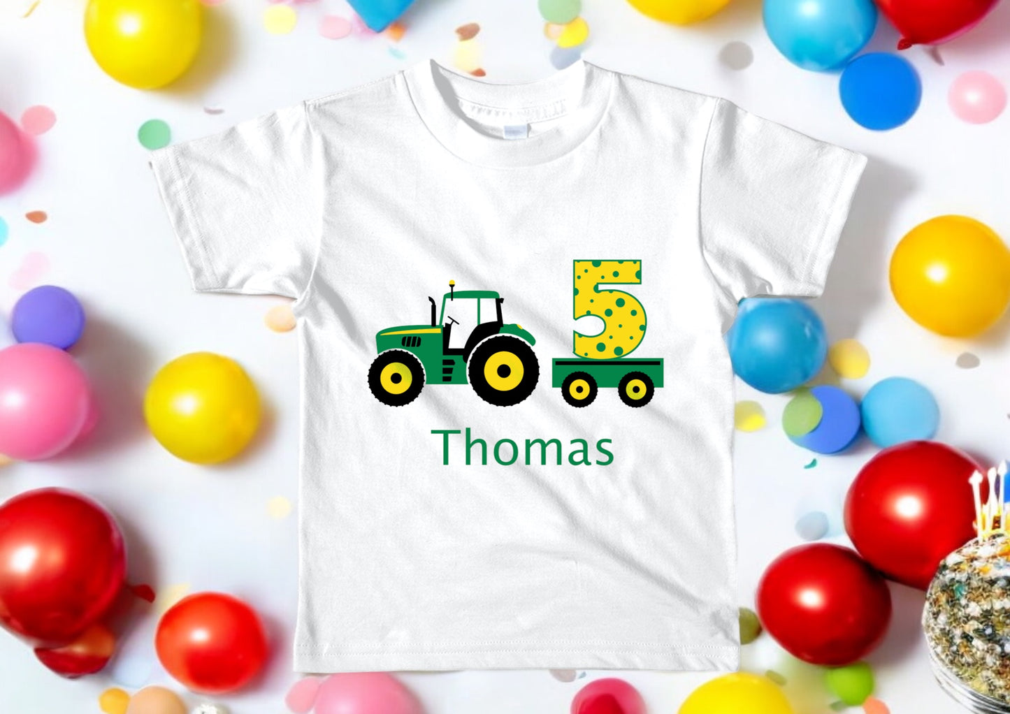 Tractor Themed Birthday Age T-shirt