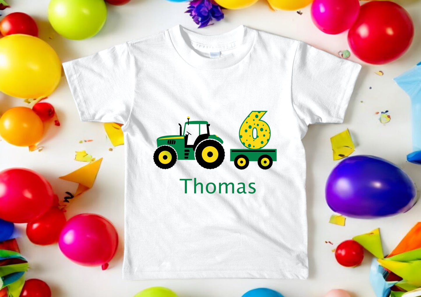 Tractor Themed Birthday Age T-shirt