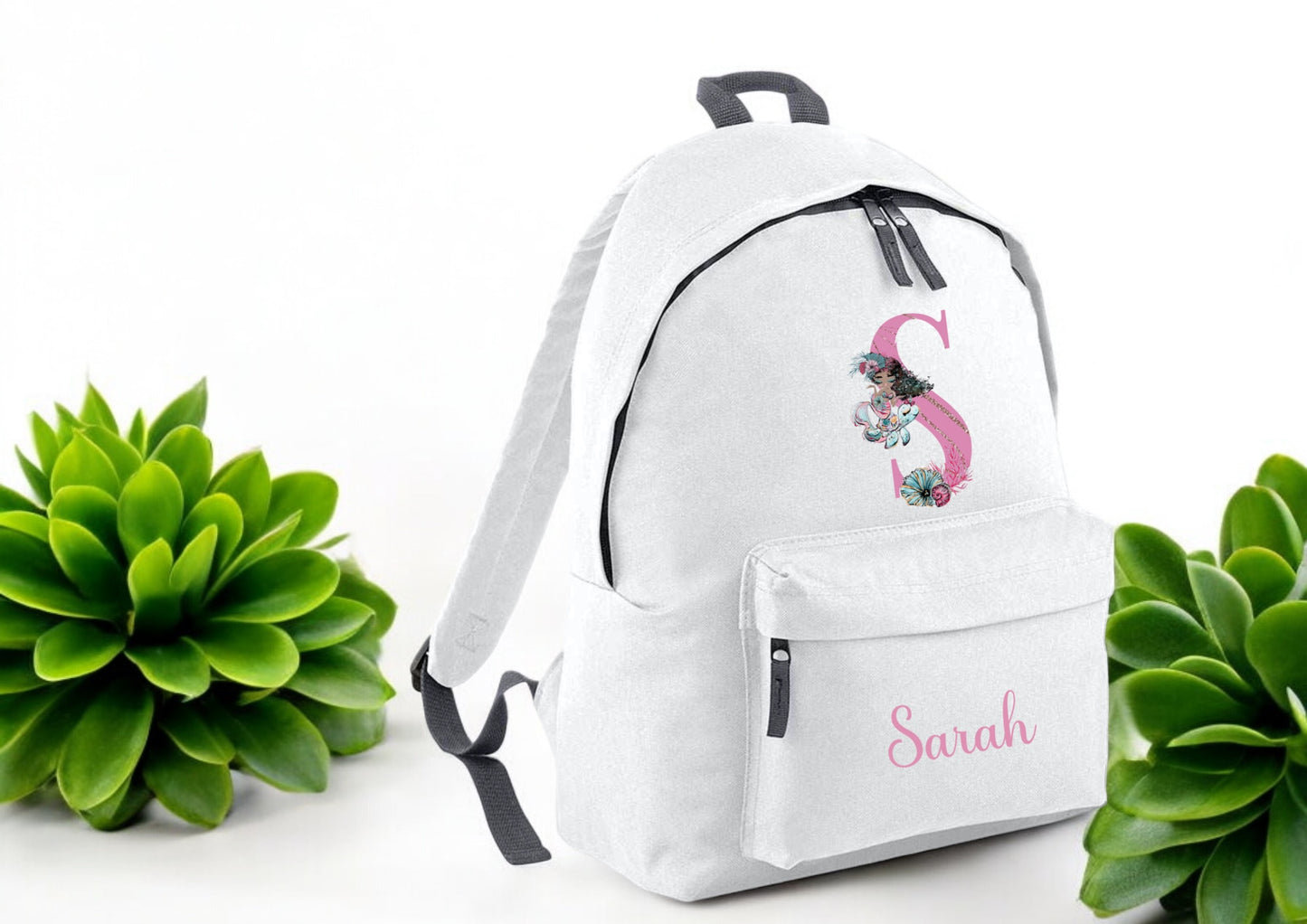 Floral Rose Gold Initial Personalised Backpack