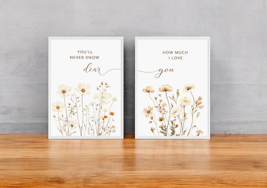 Wild Flower "You'll never know dear, how much i love you" Set Of Three Prints